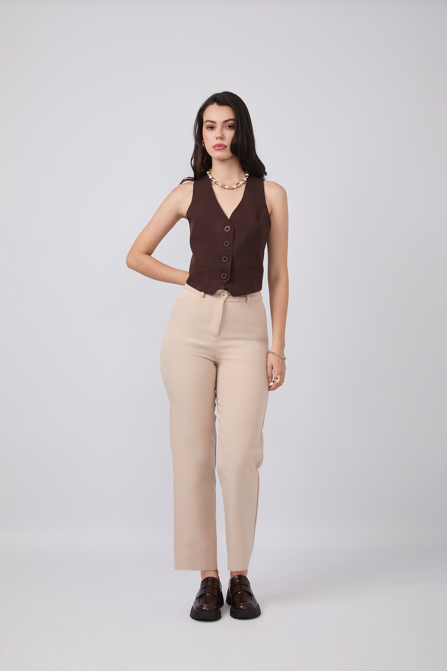 ADRIANA BEIGE TAILORED TROUSERS