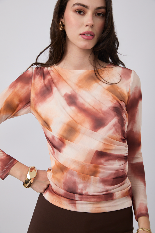 Polo tull manga larga Laura Print Lacre