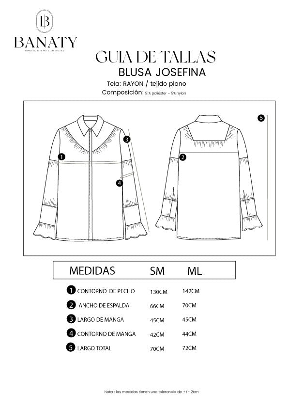BLUSA JOSEFINA MANGA LARGA CON RECOGIDO PERLA
