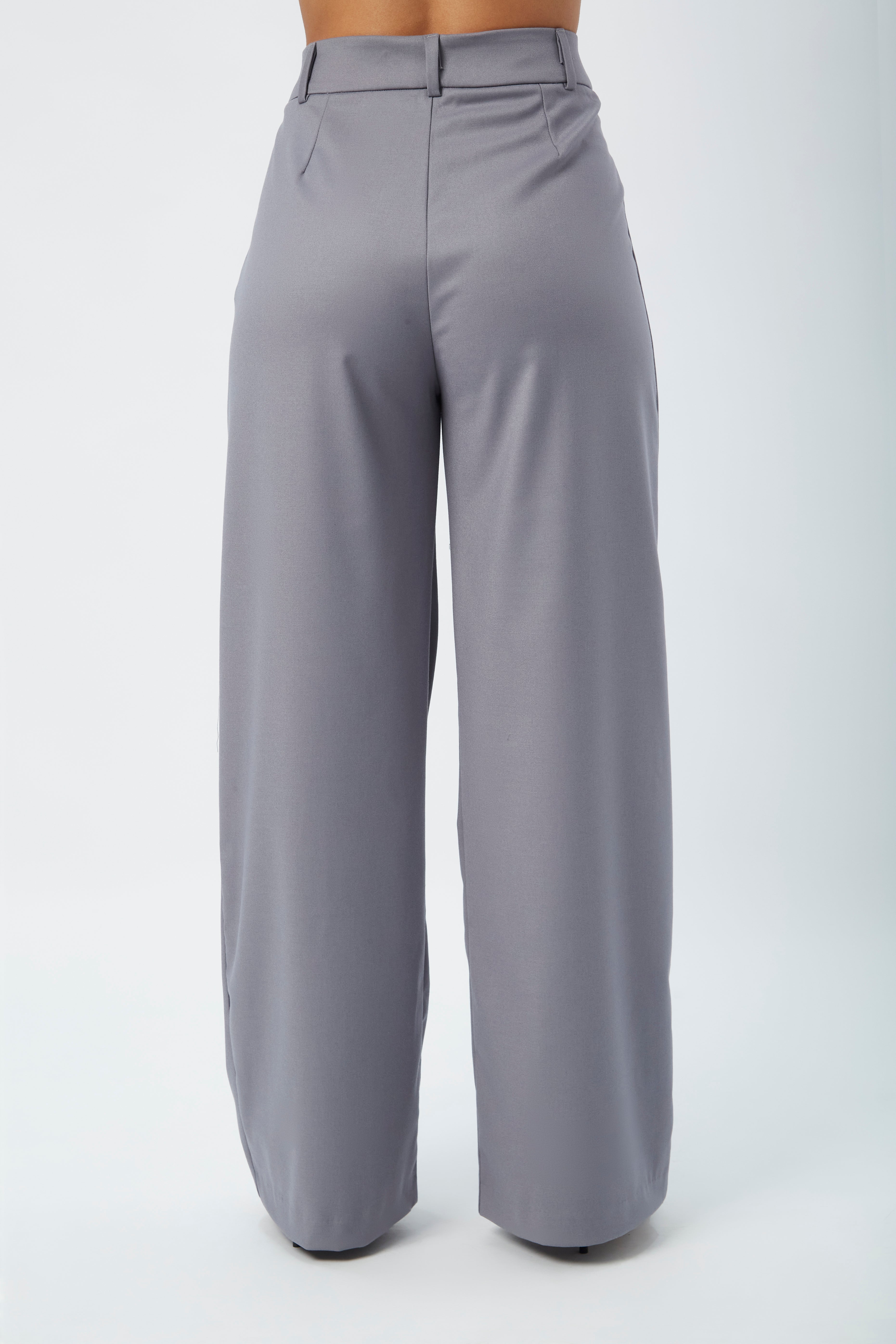 Danna Straight-Leg Tailor Pants, Lead Gray