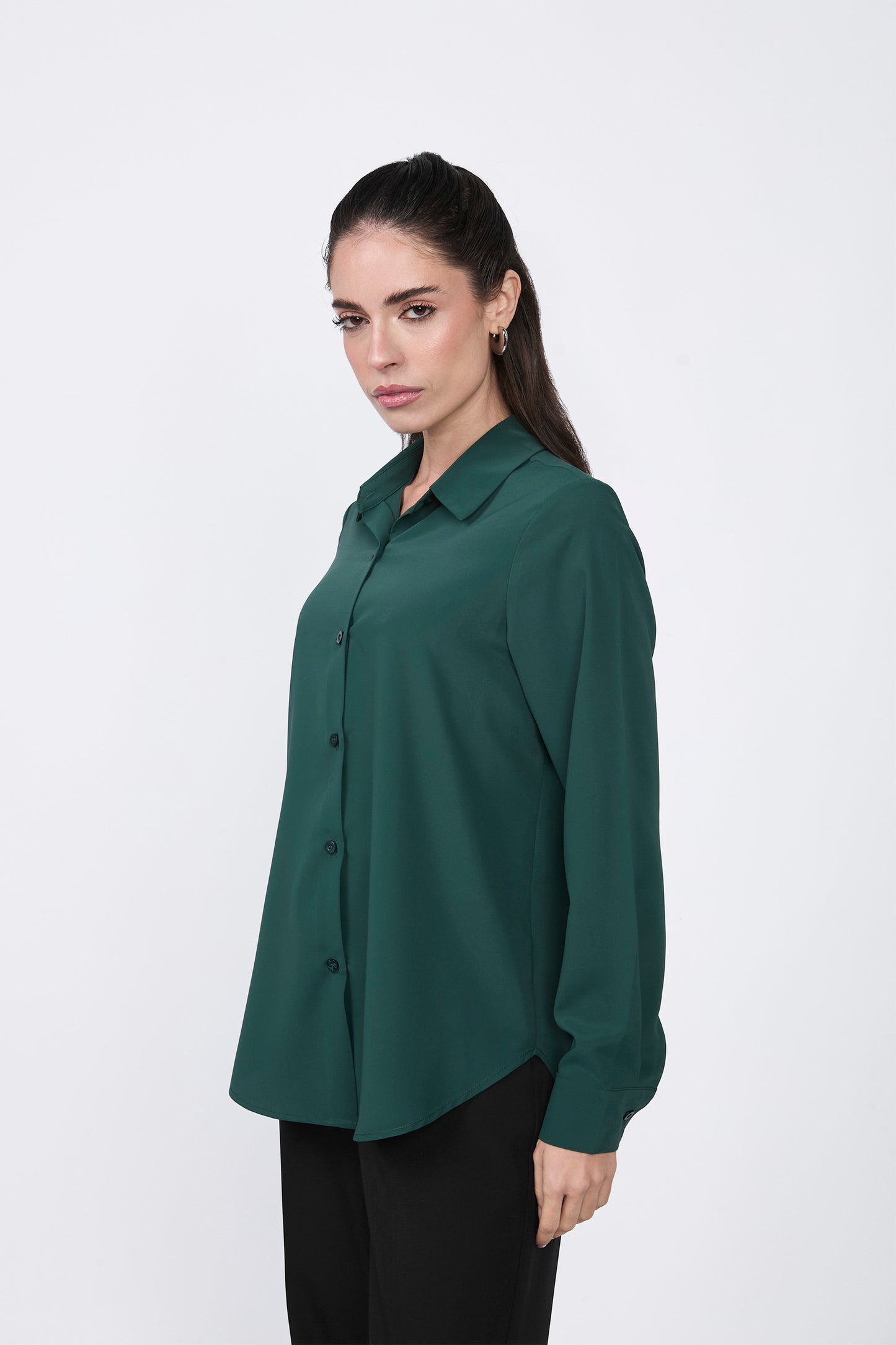 BLUSA LORENA MANGA LARGA CON BOTONES VERDE BOTELLA