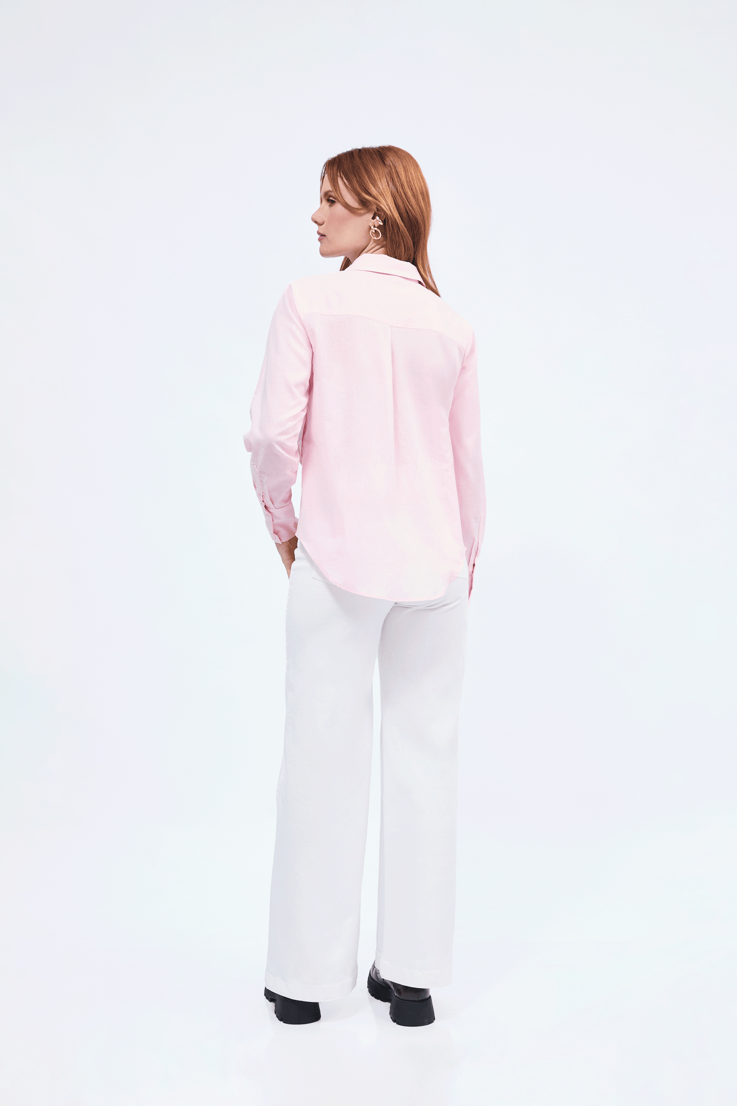 Blusa Cecile manga larga con aberturas laterales rosa