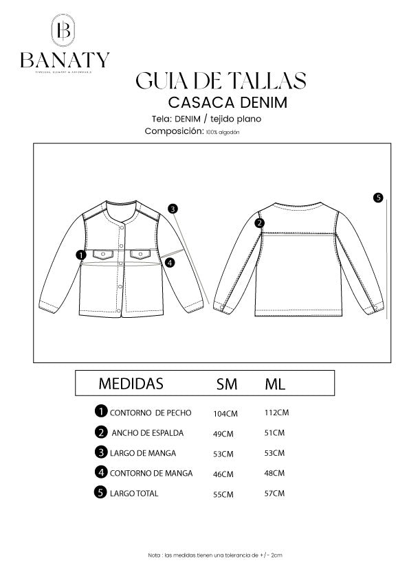 CASACA DENIM CON BOLSILLO INTERNO AZUL CRISTAL