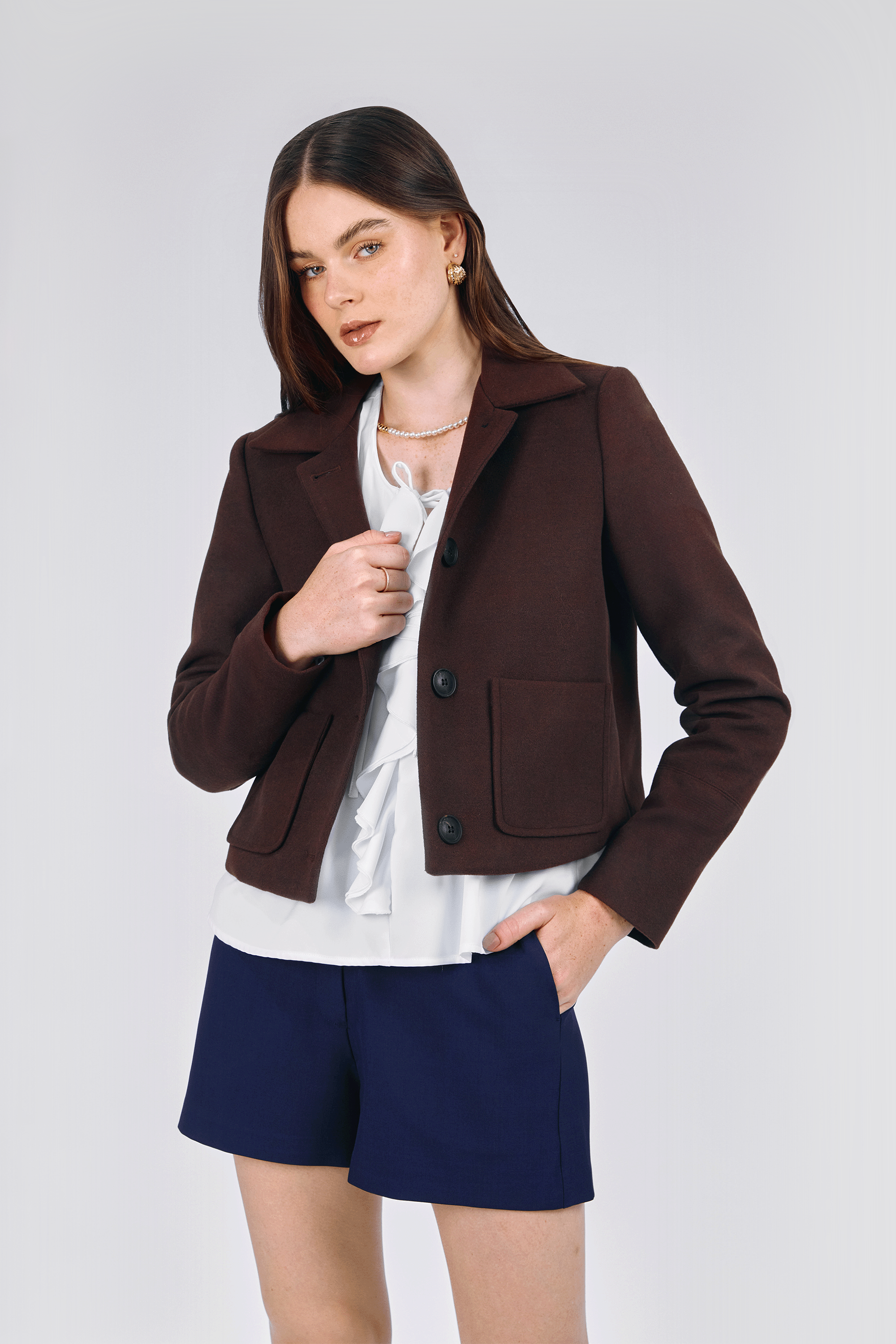 CASACA CROP SASTRE MADISON MARRON