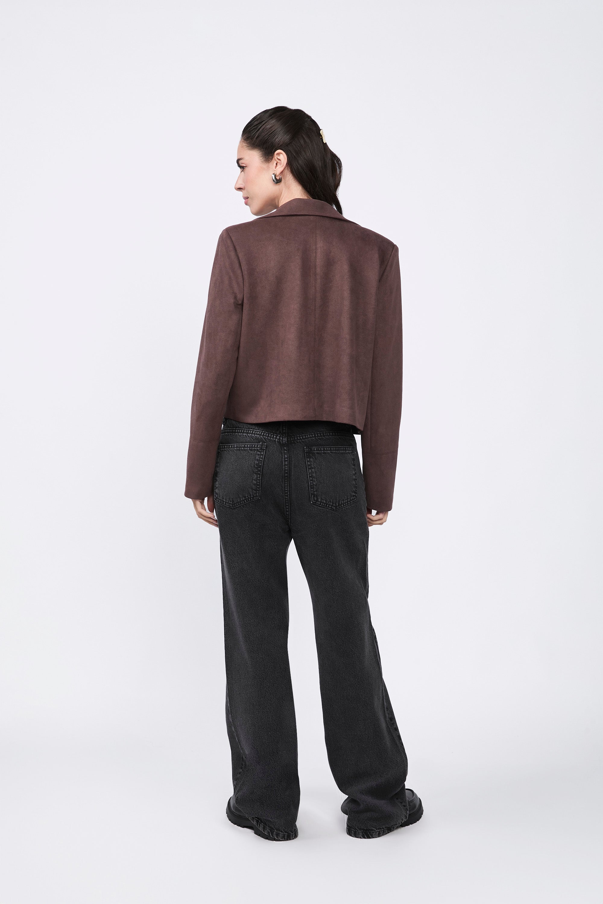 Brown Pierina Jacket with Pockets and Front Buttons