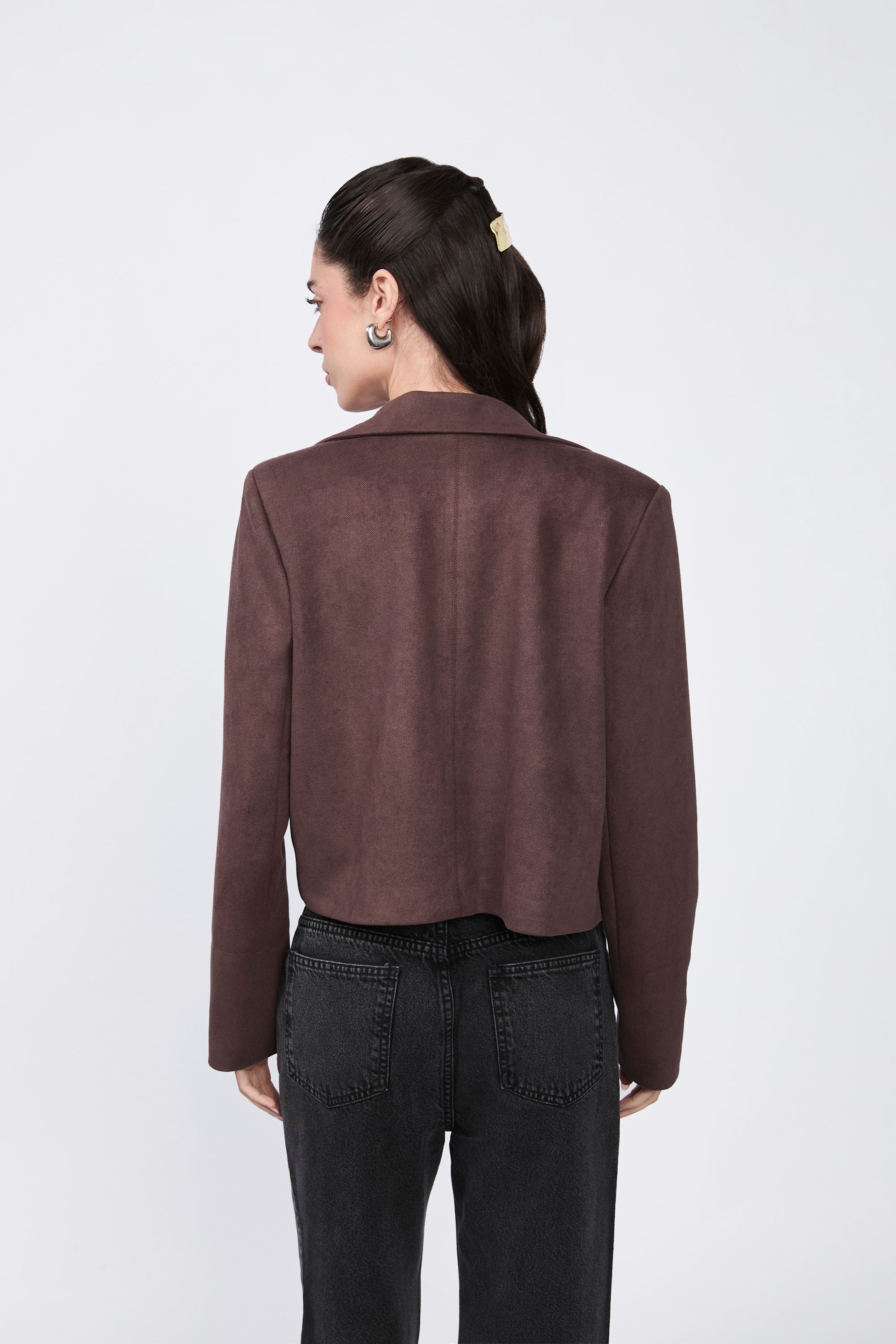 Brown Pierina Jacket with Pockets and Front Buttons