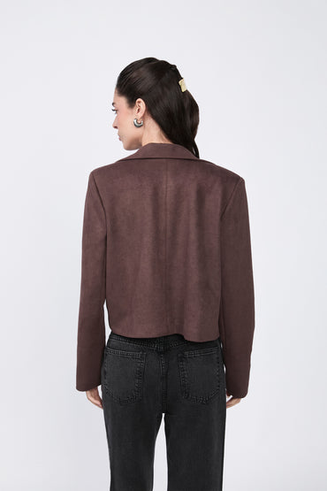 Brown Pierina Jacket with Pockets and Front Buttons