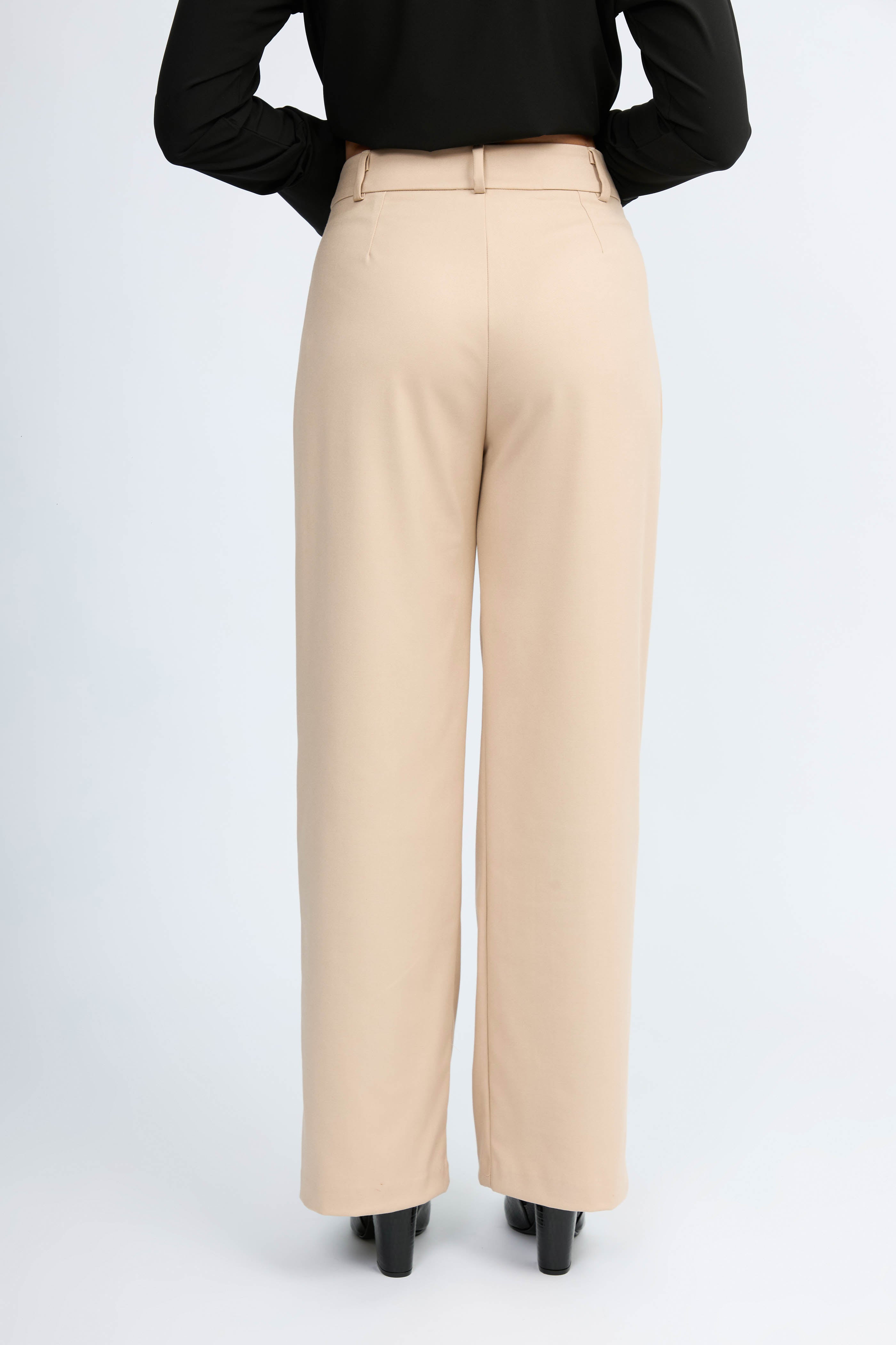 Danna Straight Tailored Pants, Beige