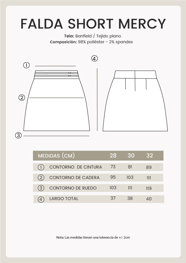 FALDA SHORT MERCY CON HEBILLAS Y CIERRE POSTERIOR PERLA