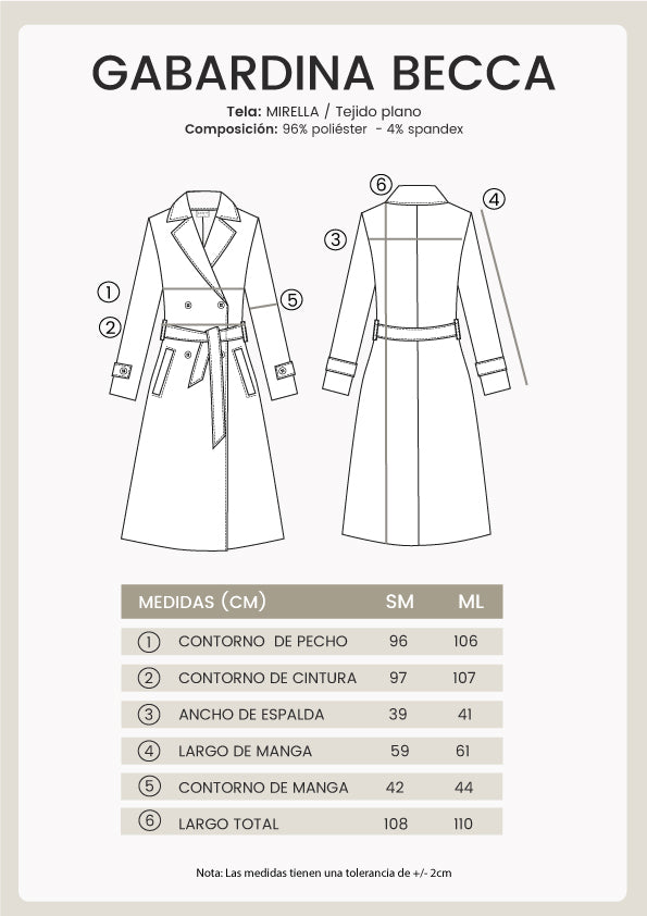 Gabardina Becca larga con abertura y bolsillos funcionales Beige