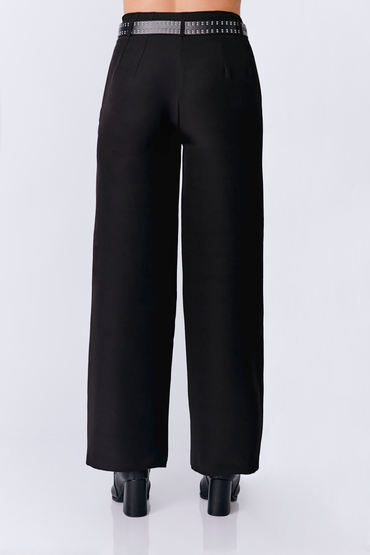 PANTALÓN ANIA A LA CINTURA CON PINZAS NEGRO