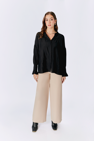 PANTALÓN ANIA A LA CINTURA CON PINZAS BEIGE