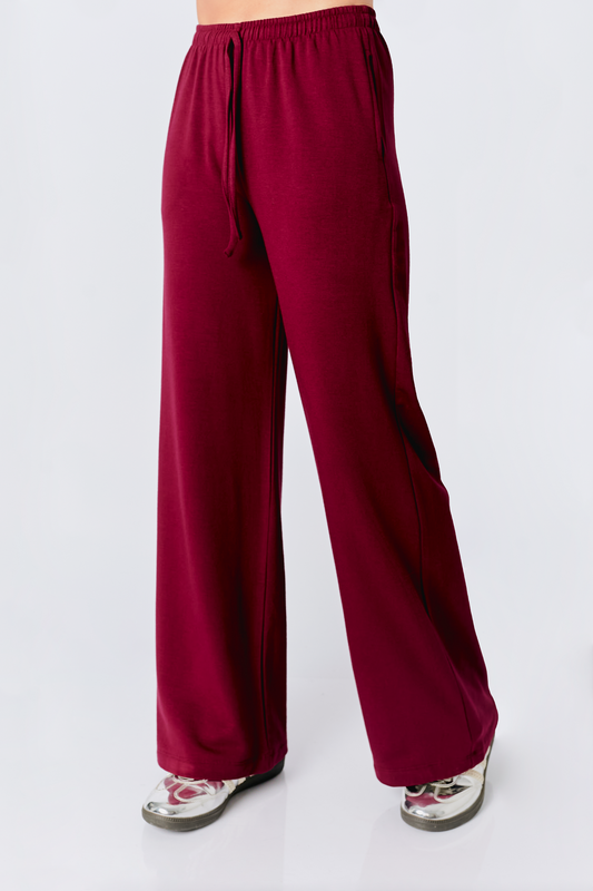 PANTALÓN A LA CINTURA LOURDES CON BOLSILLO BURGUNDY