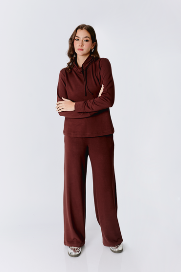 PANTALÓN A LA CINTURA LOURDES CON BOLSILLO MARRÓN