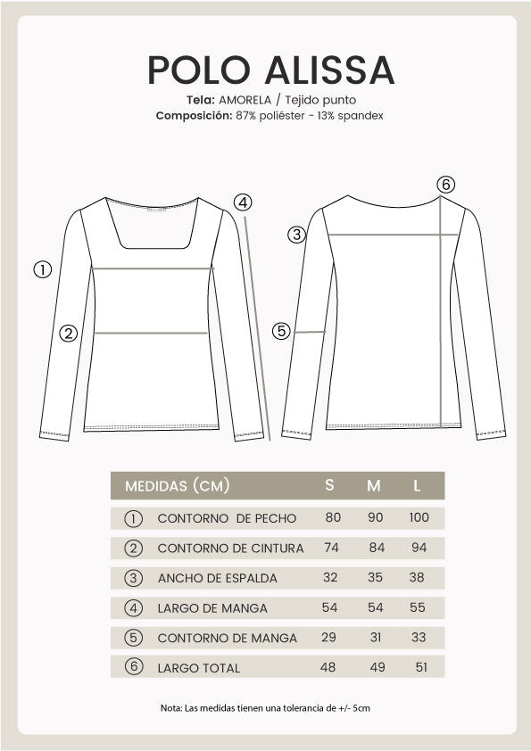 Alissa top with square neckline and pearl long sleeves