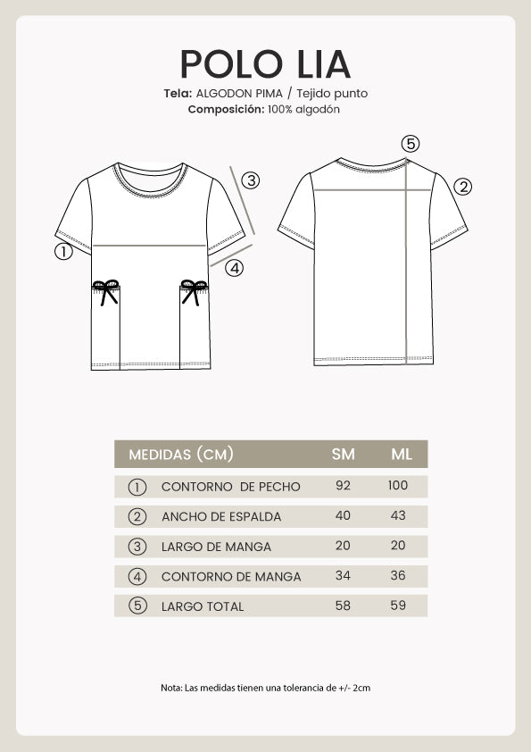 Polo Lia con tiras laterales manga corta perla