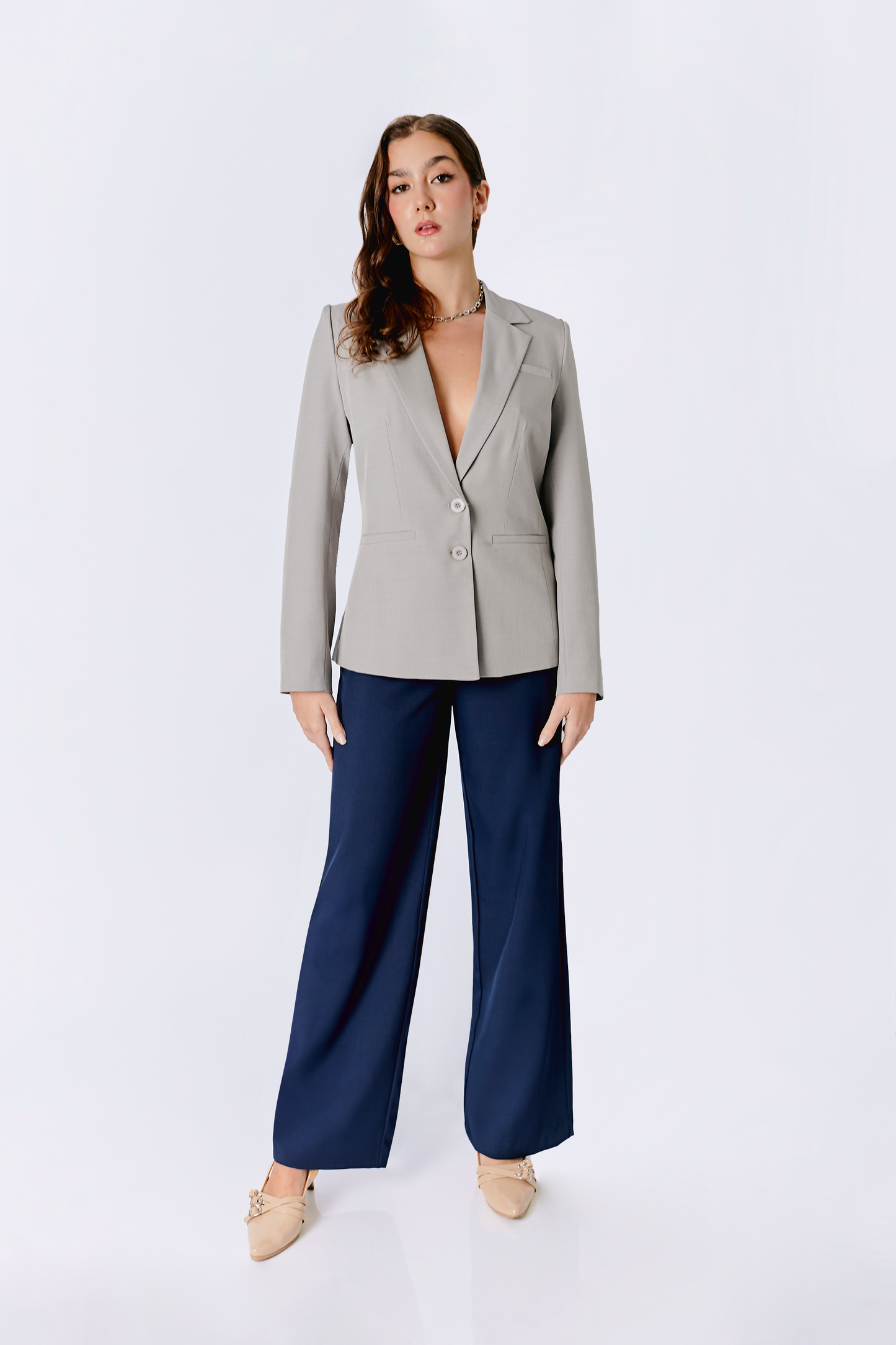 PANTALON DHALIA SEMI PALAZZO CON BOLSILLOS LATERALES AZUL
