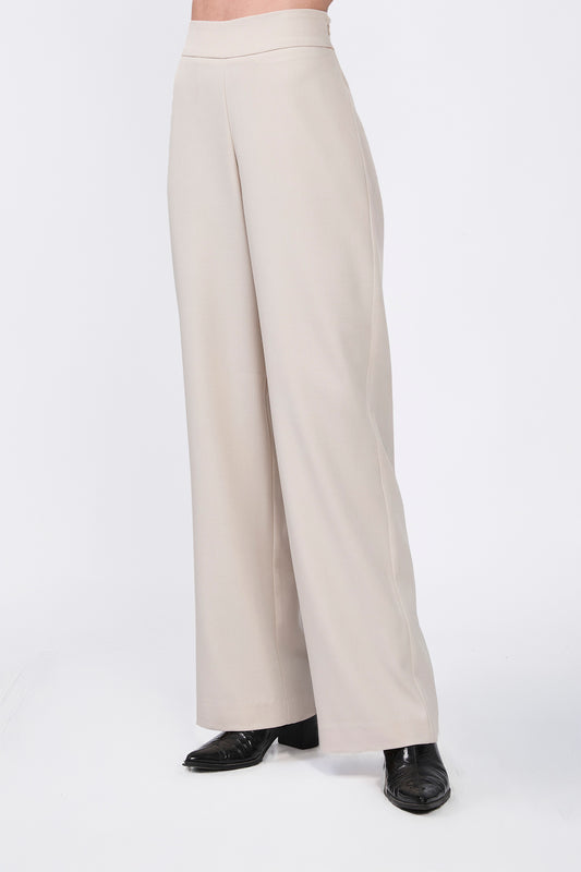 Pantalón Sienna recto con cierre lateral invisible beige