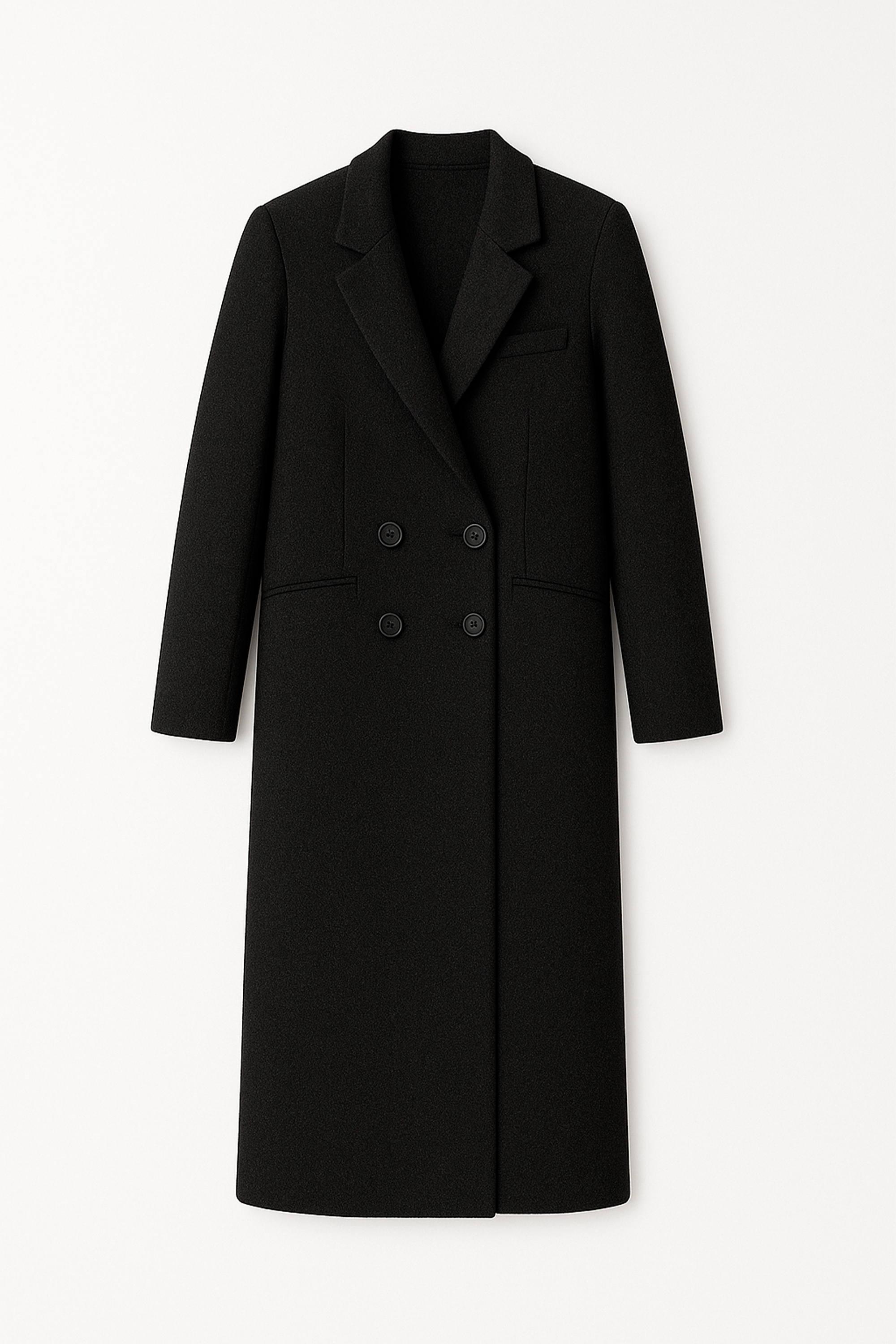 Saco Cameron largo con solapa y bolsillos funcionales Negro