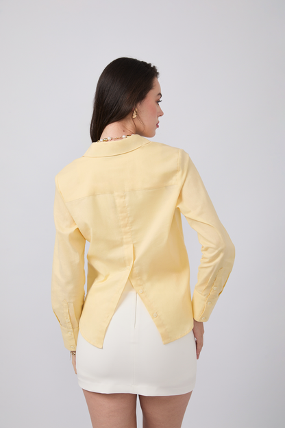BLUSA BILBAO CAMISERA CON BOTONES DELANTEROS Y POSTERIORES AMARILLO