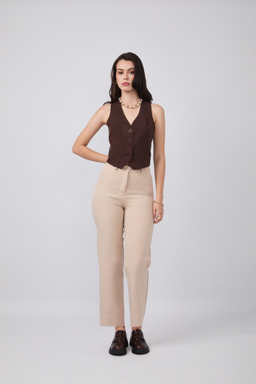 ADRIANA BEIGE TAILORED TROUSERS