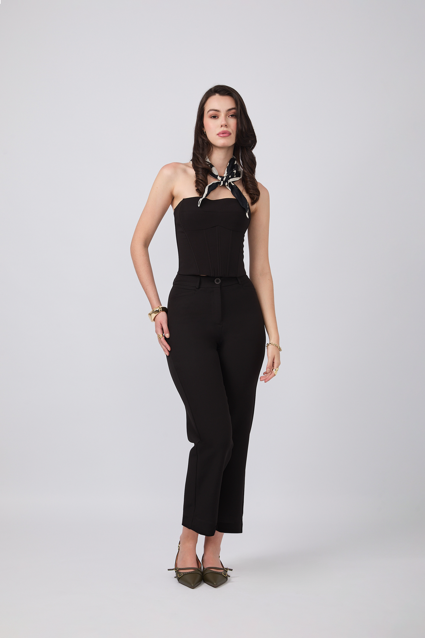 CORSET LAUREN CON VARILLAS Y AMARRE POSTERIOR NEGRO [PRE-VENTA]