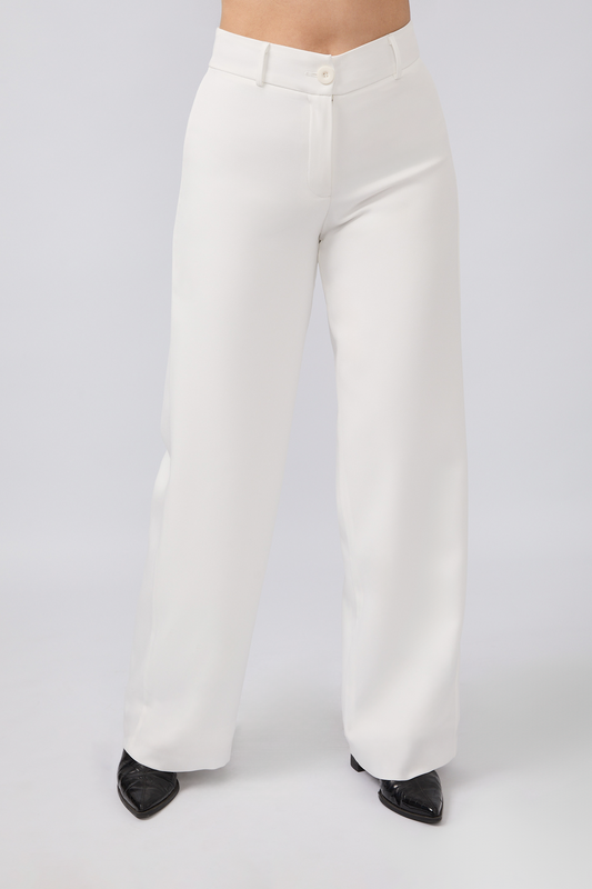 PANTALON DHALIA SEMI PALAZZO CON BOLSILLOS LATERALES PERLA [PRE-VENTA]