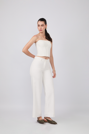 CORSET LAUREN CON VARILLAS Y AMARRE POSTERIOR PERLA [PRE-VENTA]