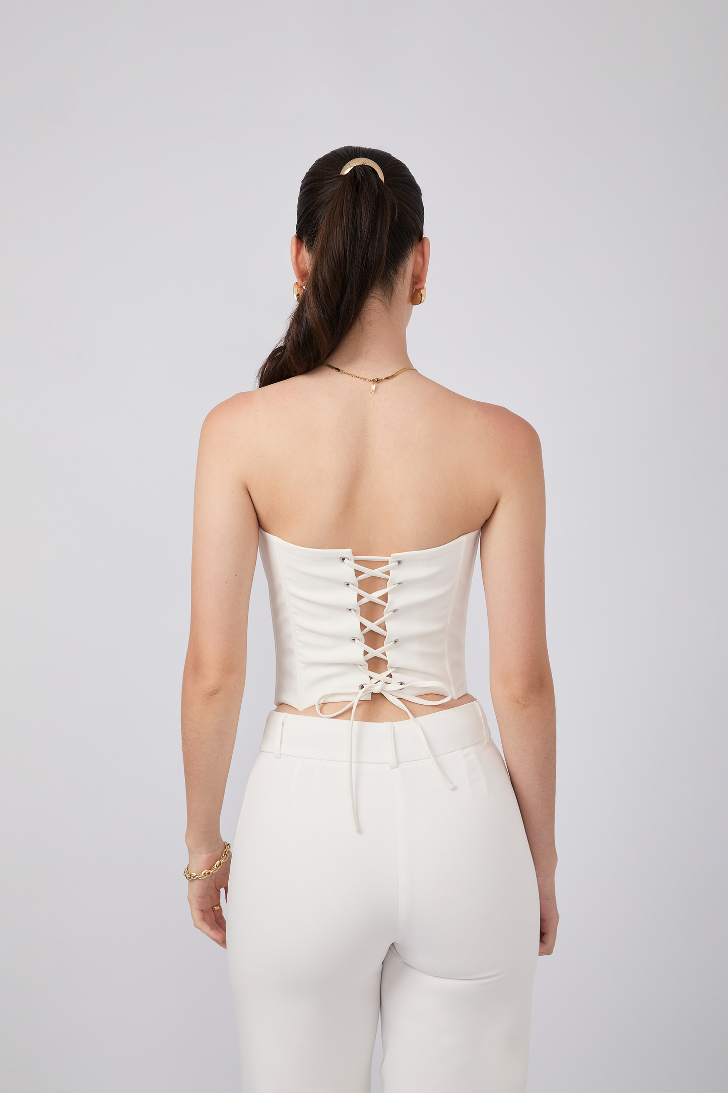 CORSET LAUREN CON VARILLAS Y AMARRE POSTERIOR PERLA [PRE-VENTA]