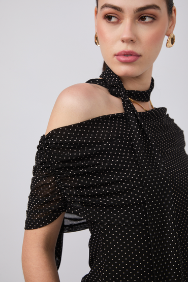TOP LUNA EN TULL CON CHALINA EXTRA PRINT LUNARES