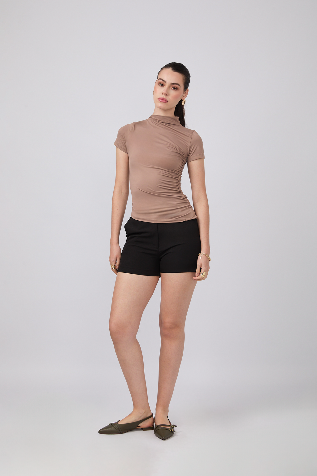 POLO ASIMÉTRICO MANGA CORTA DRAPEADO TOPO - ASIA