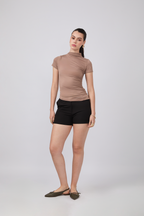 POLO ASIMÉTRICO MANGA CORTA DRAPEADO TOPO - ASIA