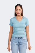 WOMEN'S PIMA COTTON POLO SHIRT ESTEFANIA TURQUOISE R.PERLA