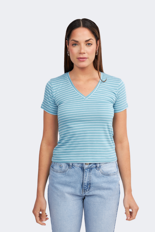 POLO ALGODON PIMA MUJER ESTEFANIA TURQUESA R.PERLA