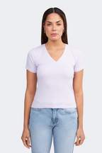 WOMEN'S PIMA COTTON POLO SHIRT, ESTEFANIA, LILAC, R.PERLA