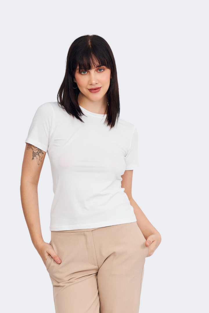 POLO ALGODON PIMA MUJER PERLA - CAMILA