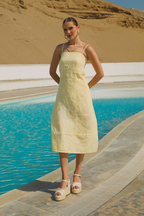 VESTIDO MIDI DE TIRAS CON DETALLES BORDADOS - CLARA