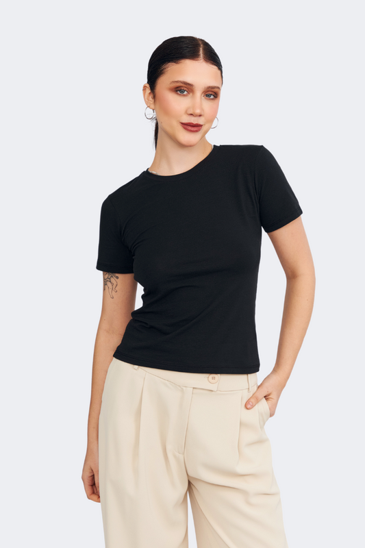 POLO ALGODON PIMA MUJER CAMILA NEGRO