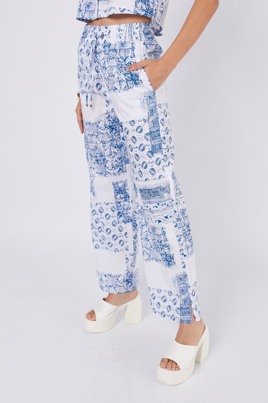 PANTALÓN DE POPELINA ADELE PRINT AZULEJO