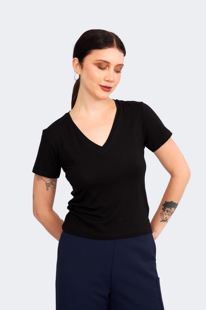 POLO ALGODON PIMA MUJER ESTEFANIA NEGRO
