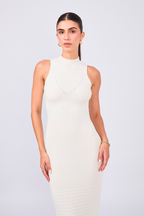 VESTIDO LARGO TEJIDO SIN MANGAS EN PERLA – JAZMINE