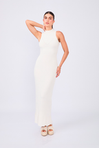 VESTIDO LARGO TEJIDO SIN MANGAS EN PERLA – JAZMINE