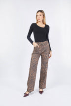 PANTALON ANIMAL PRINT MARRÓN-  LEONELA