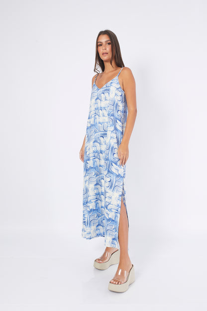 VESTIDO LONDON PRINT AZUL