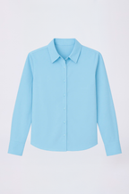 BLUSA CAMISERA CON BOTONES DELANTEROS Y POSTERIORES CELESTE - BILBAO