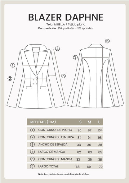 Blazer Daphne cruzado con solapa y bolsillos perla