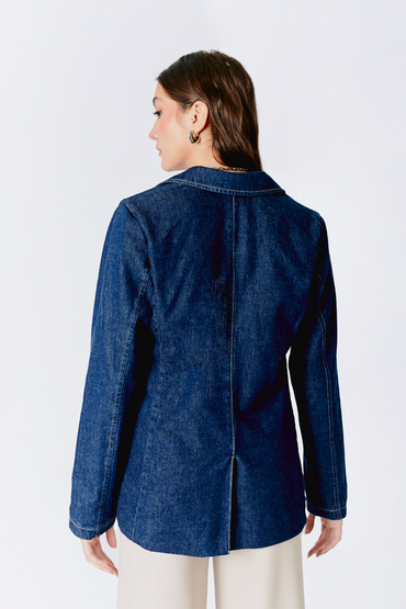BLAZER DENIM CON BOLSILLOS FUNCIONALES DE MUJER BANATY
