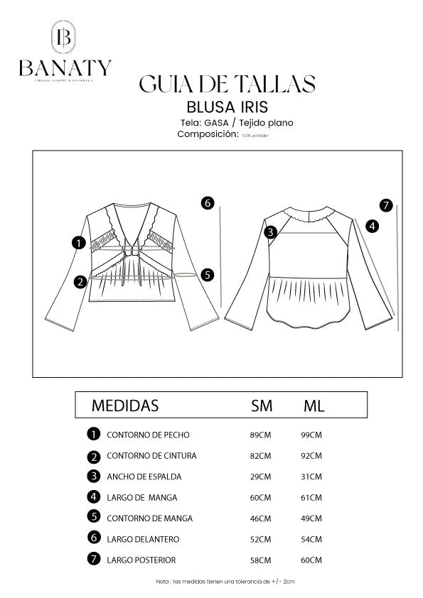 BLUSA FLUIDA MANGA LARGA IRIS DE MUJER BANATY