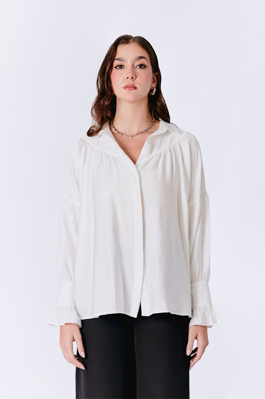 BLUSA JOSEFINA MANGA LARGA CON RECOGIDO PERLA [PRE-VENTA]