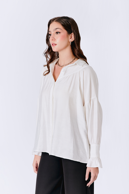 BLUSA JOSEFINA MANGA LARGA CON RECOGIDO PERLA [PRE-VENTA]